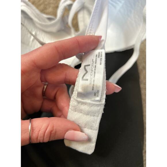 Maiden Form bra white underwire pushup lace overlay padded 36C - Picture 2 of 4